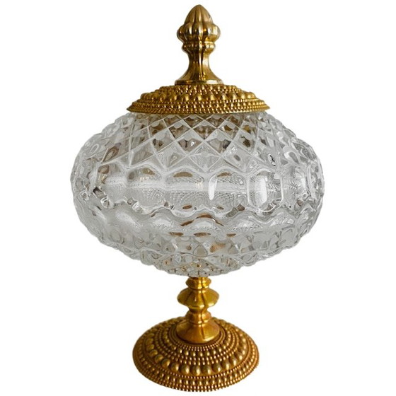 Image 1 of Vintage bonbonnière kristal goud hollywood regency