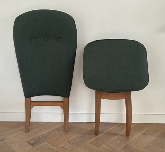 Artifort Congo fauteuil, Kuipstoelen, Textiel, Hout, Groen, Vintage (foto 3 van 5)