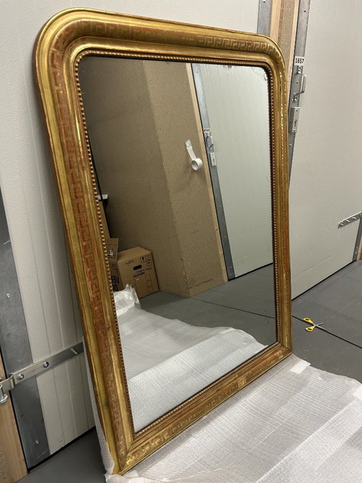 Large Antique Mantelpiece Mirror in Louis Philippe style - Gold - 141 x 103 cm.