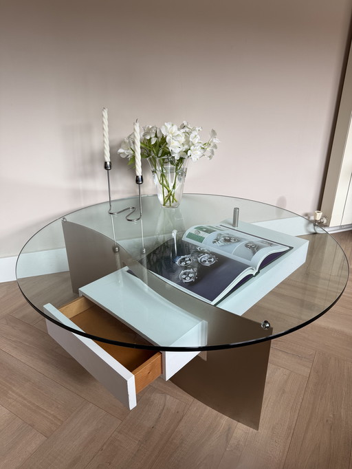 Table basse en verre Caspirini Klee (avec tiroir)