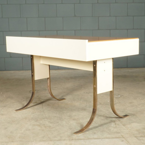 Bureau design vintage avec pieds traîneaux chromés – années 1970 – Bureaux, Metal, Wood (photo 15 of 24)