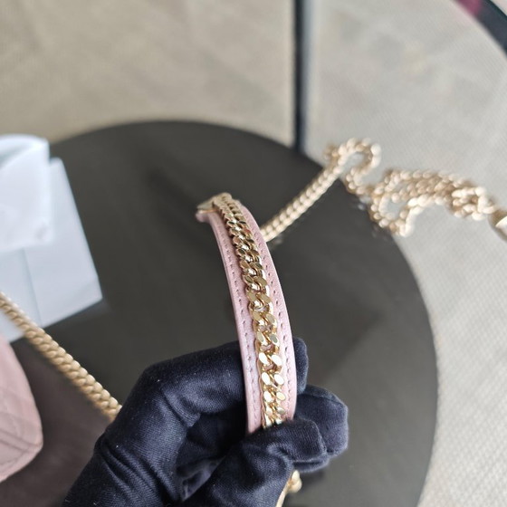 Image 1 of DIOR LADY MINI - PELLE DI AGNELLO CANNAGE ROSA CHIARO CON FERRAMENTA A CATENA