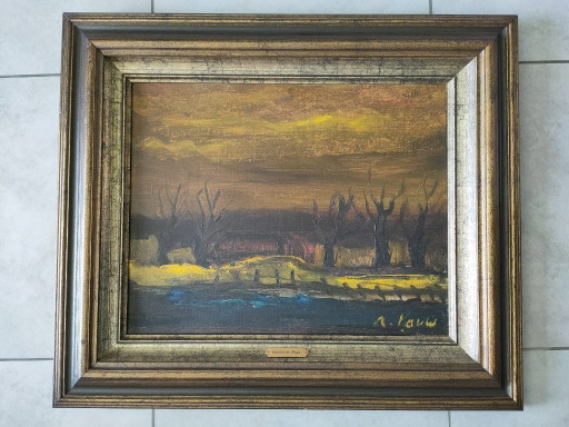Gabriel de Pauw painting, landscape in frame