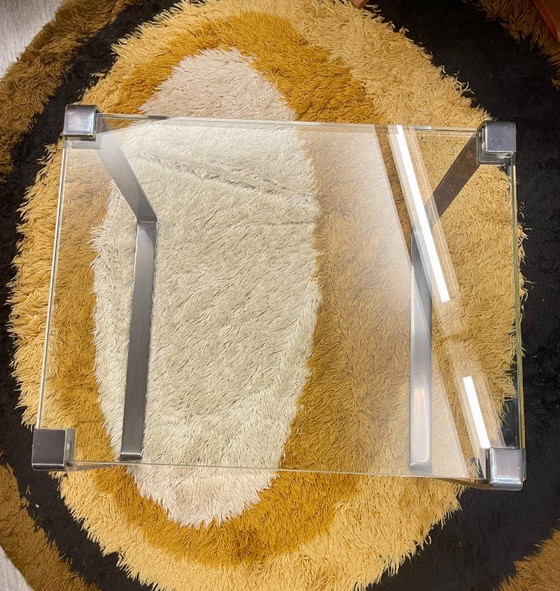 Image 1 of Table basse Draenert originale – plateau en verre et acier chromé mat – un classique du design vintage