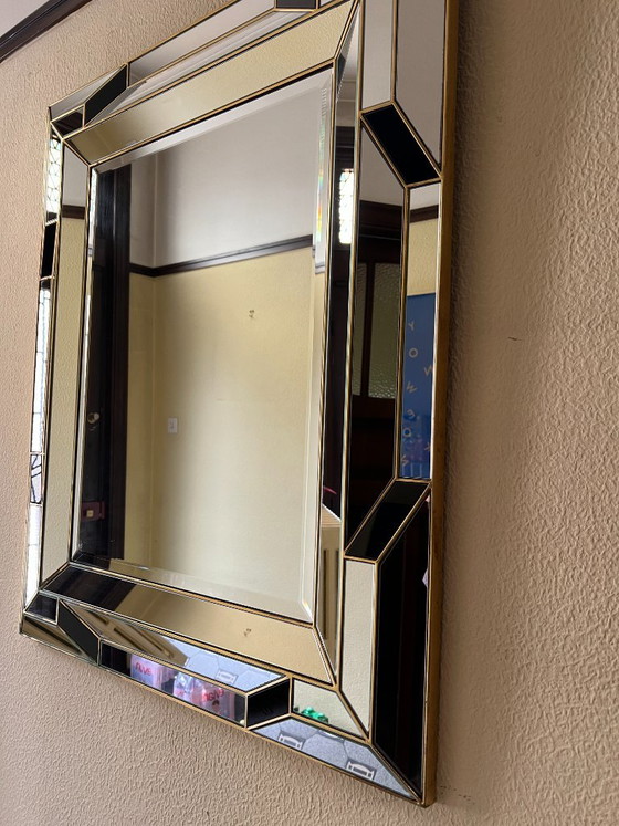 Vintage Belgian faceted mirror – Hollywood Regency – 94 × 78 cm – DeKnudt, Glass (photo 2 of 6)