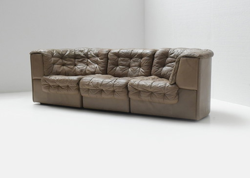 Canapé modulable DS 11 en cuir patchwork marron par De Sede Team pour De Sede Swiss
