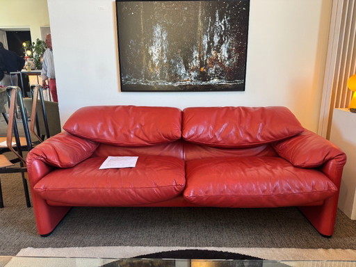 Cassina Maralunga Designer-Ledersofa Zweisitzer – Vico Magistretti