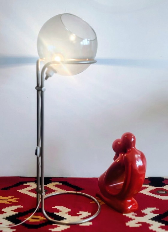 Image 1 of Modernist bauhaus glass ball floor lamp. Designer: Házi Tibor