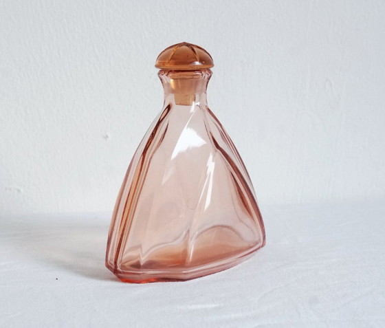Image 1 of Vintage Art Deco Pink Rosalin Glass Decanter with Stopper | 1930s