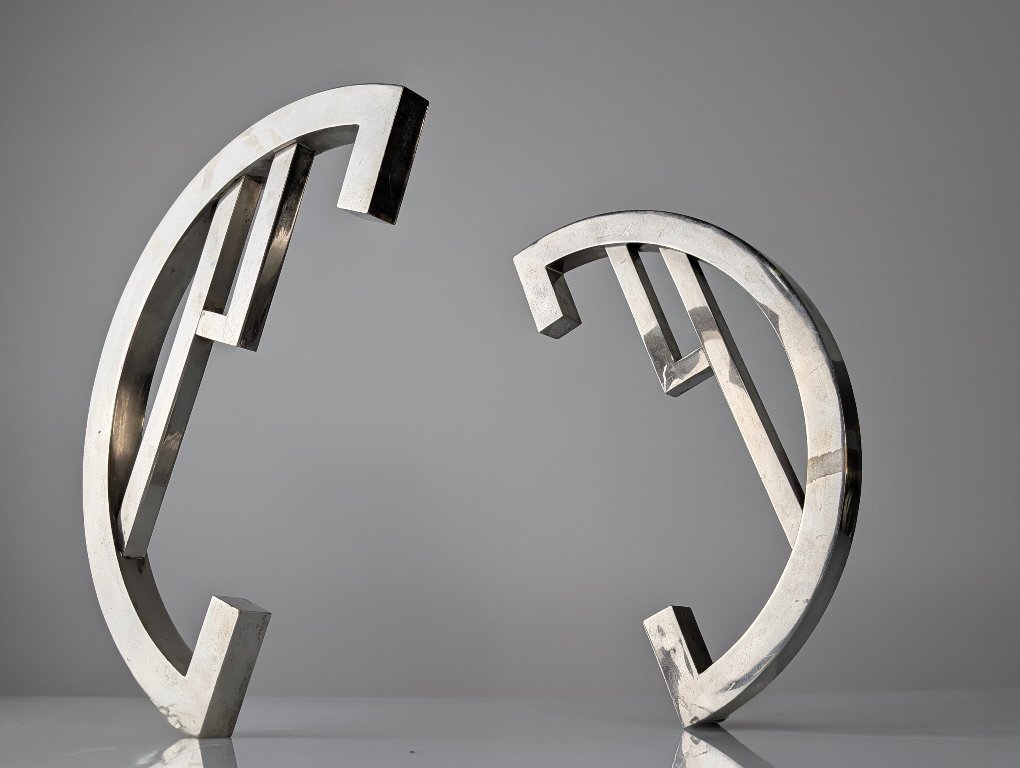 Pair of Art Deco Geometric Chromed Door Handles, 1920s | €1,000 | Whoppah