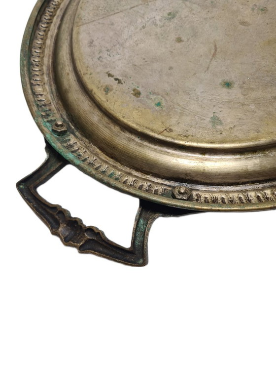 Antieke Poolse ovale dienblad met guillochepatroon van Jarra, jaren 1890. – Tafelaccessoires, Brass (photo 10 of 11)