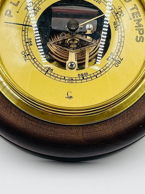 Image 1 of Barometro da parete vintage in legno e ottone