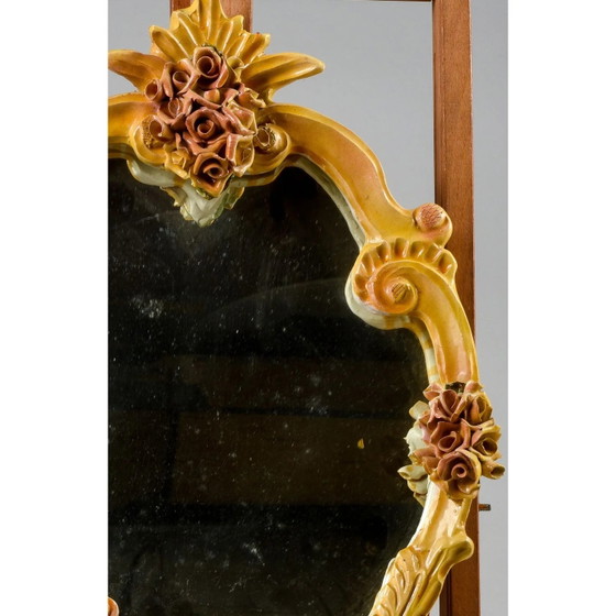 Specchio con cornice in ceramica dipinta a mano, Italia 1980 – Retro (photo 2 of 9)