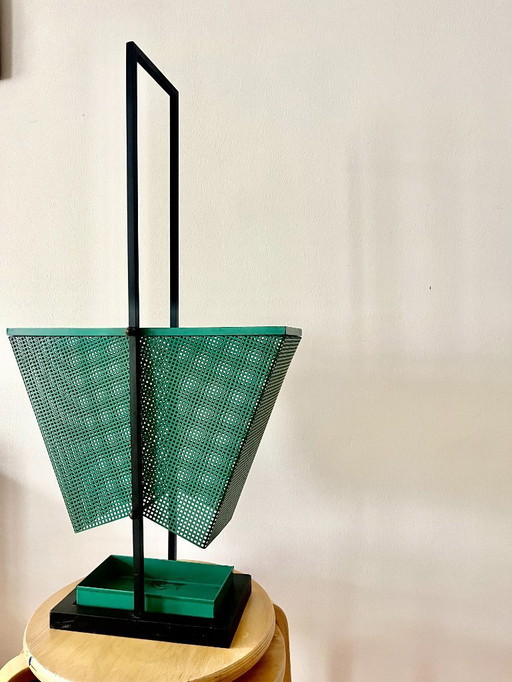 Portaombrelli vintage in metallo verde e nero, stile rockabilly, anni '50