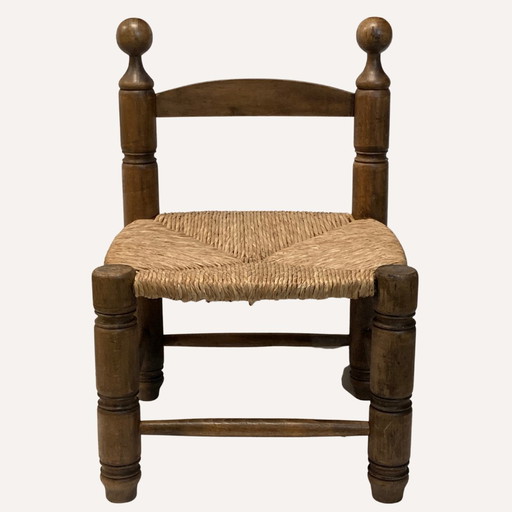 Chaise d'appoint en paille dans le style de Charles Dudouyt