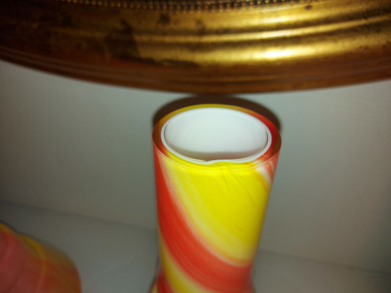 Pair of 1970s Murano Opaline Glass Vases, Carlo Moretti, Murano  Carlo Moretti, Murano Glass, Red (photo 4 of 5)