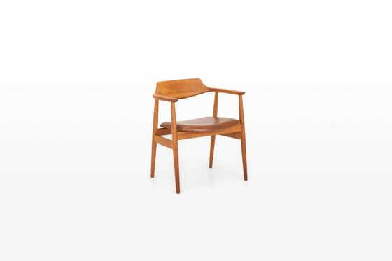 Vintage fauteuil van Høng Stolefabrik, jaren 60 – Bureaustoelen, Leather, Wood, Scandinavian (photo 2 of 10)
