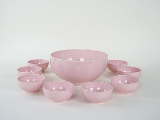 Image 1 of Set di ciotole in ceramica rosa, design francese, anni '80, prodotte in Francia