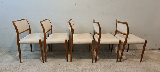 Image 1 of 5 Vintage, design stoelen. Niels O. Møller Danmark Model 80
