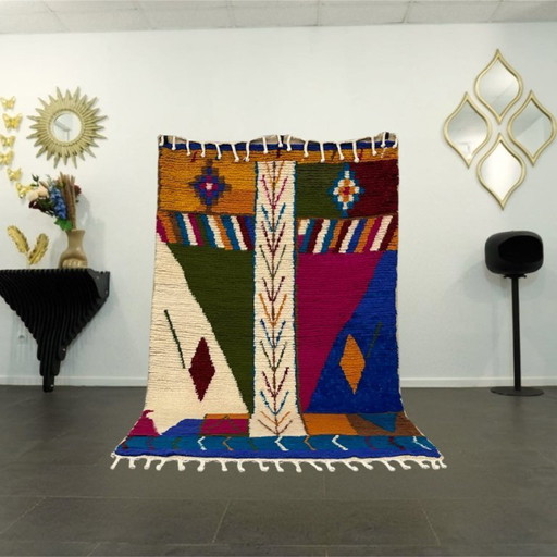 Tapis berbère - 251 cm x 156 cm - laine colorée