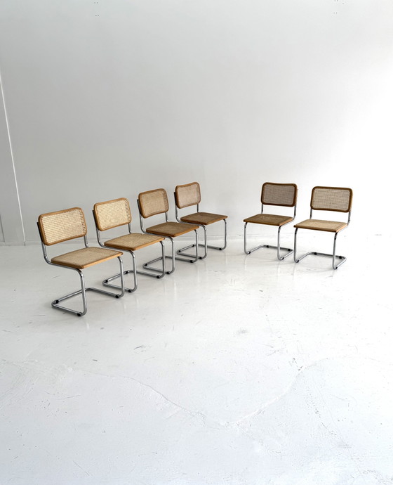 Set of 6 Vintage Cesca Dining Chairs, Italy ‘80 – Chrome, Wood (photo 10 of 12)