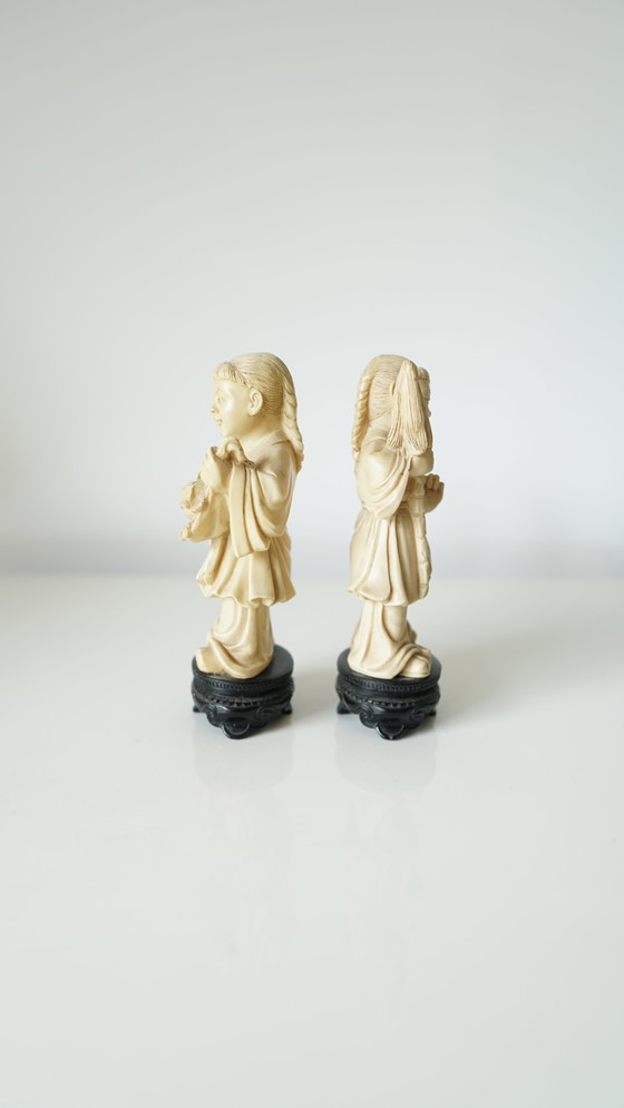Image 1 of Lot de 2 statuettes chinoises - Art d'Asie - XXème