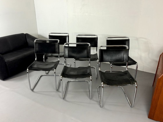Thonet S33 Cantilever Chair by Mart Stam, Vintage black Leather / Chrome, Dining chairs, Mid Century Modern (photo 2 of 15)