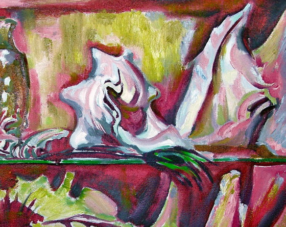 Pittura a olio originale Espressionismo Bottiglie Natura morta con lavello – Dipinti e disegni, Tela (photo 3 of 5)