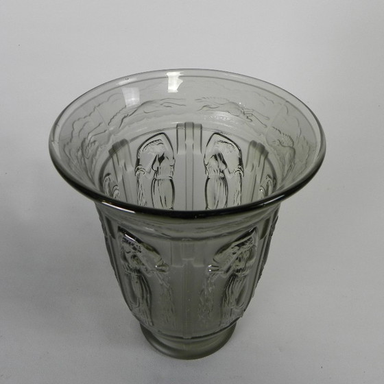Image 1 of Art Deco vase with images of 6 ladies and 6 herons, 1930s