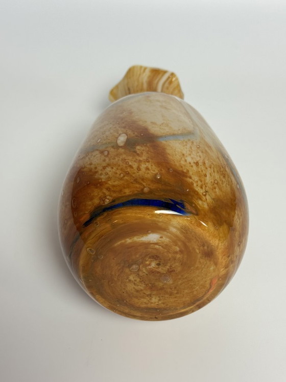 Image 1 of Mid-Century Artisan Hand-blown  Vase in Indian Summer Hues with Scalloped Rim by Fidrio, The Netherlands, 1990s