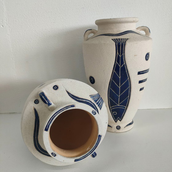 Image 1 of Unieke set aardewerk kruiken vazen (griekse stijl)