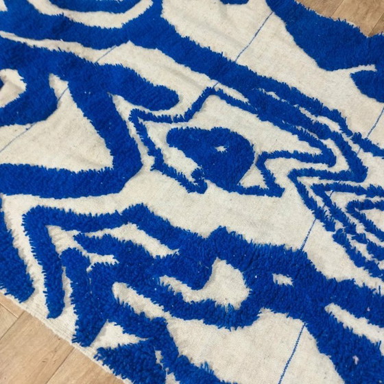 Image 1 of Berberteppich Blau – Naturfarbene Wolle, handgewebt (200×147cm)