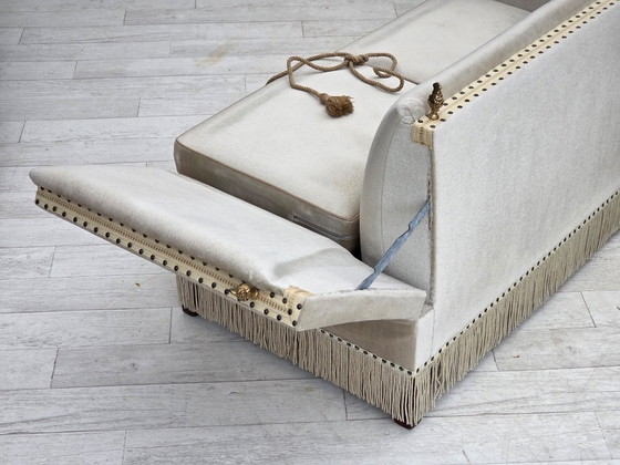 Image 1 of Divano danese a due posti con braccioli a goccia, anni '70, rivestimento in velluto.