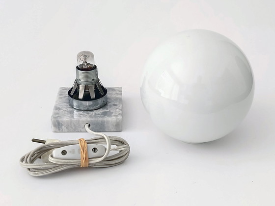 Image 1 of Lampe de table Vintage Bulb Lamp Base Marble 1970s