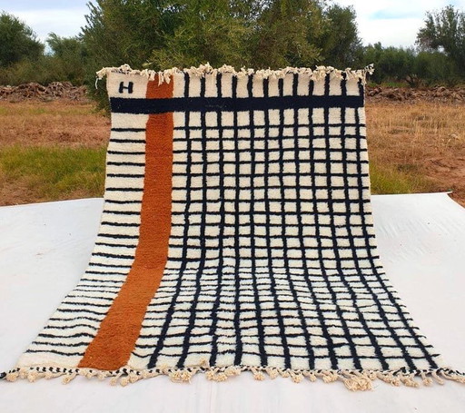 Handgefertigter Traditioneller Beni Ourain Berber Teppich 250/350 Cm – Alberto Bazzani, vloerkleden en tapijten, Wool