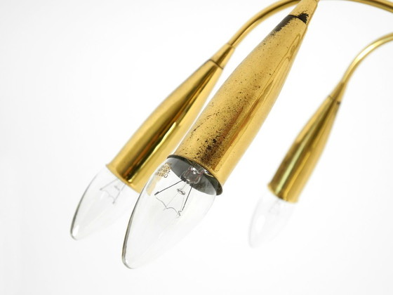 Beautiful Large 9-Arm Mid-Century Modern Brass Sputnik Ceiling Lamp – Chandeliers (photo 13 of 19)