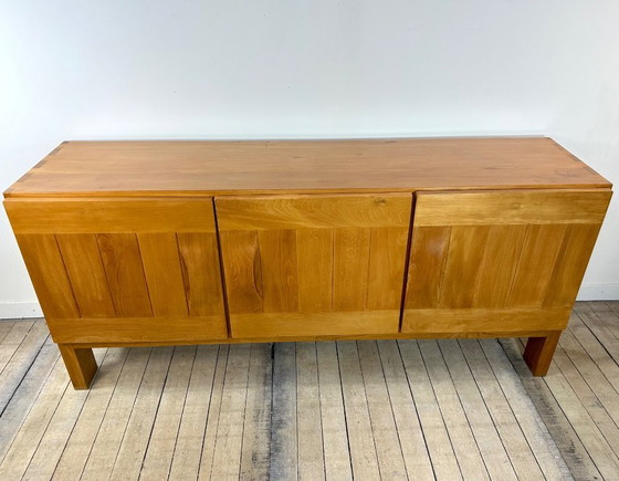 Image 1 of Sideboard aus massivem, geöltem Ulmenholz, Maison REGAIN, 1970
