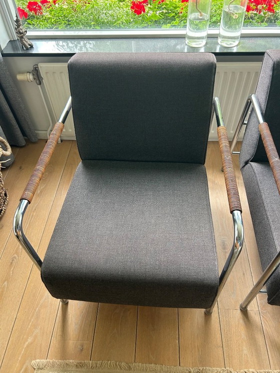 Image 1 of Chaise Minotti à structure tubulaire, lot de 2
