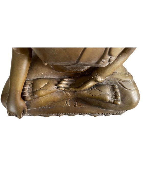 Imponente Statua di Buddha Thai – Stile Ayutthaya – 12 kg Ottone Fuso a Mano – Sculture, Brass (photo 10 of 10)