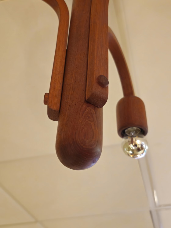 Image 1 of Vintage Teak Domus Pendant Lamp Chandelier Lamp Teak