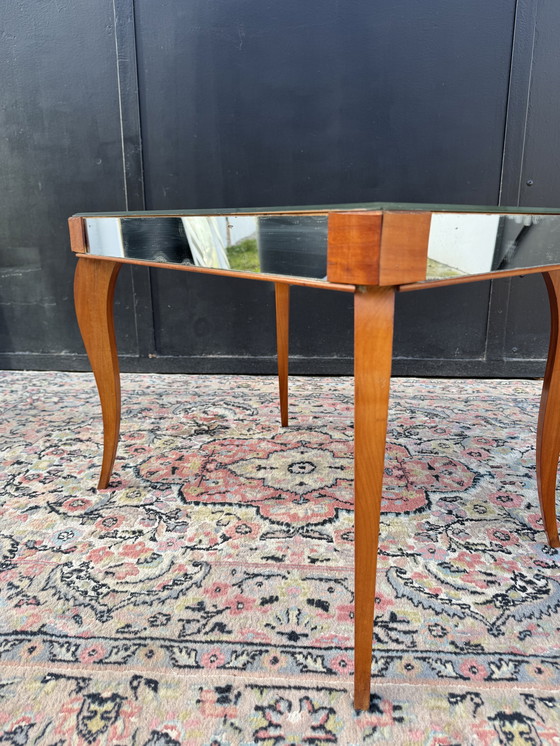 Image 1 of Small wooden coffee table and mirror from the 1950s
