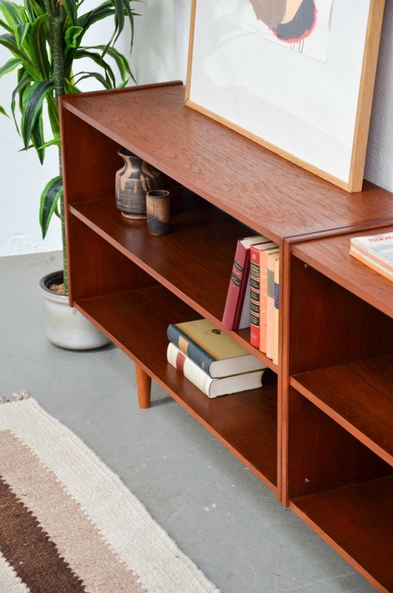 Image 1 of Vintage open sideboard, retro teak mid-century lowboard shelf, 1970s