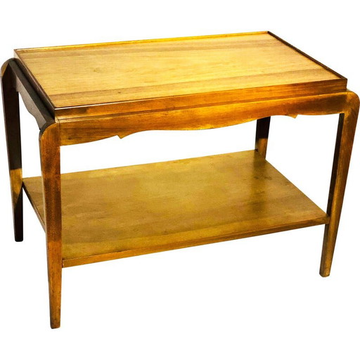 Vintage bijzettafel met dubbel houten blad