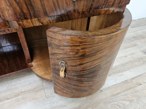 Image 1 of Art Deco kaptafel van wortelnotenhout met spiegel