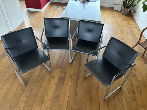 Esstischstühle Arco mit Lederpolsterung, 4 Stück