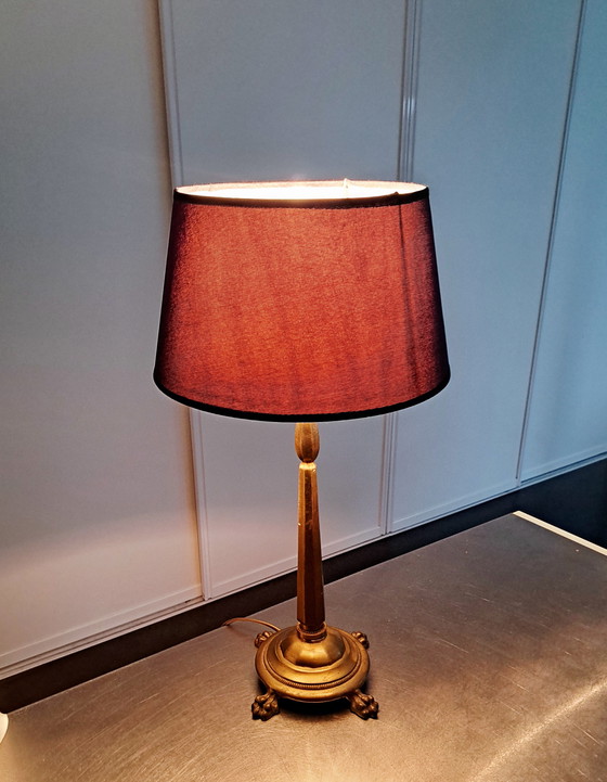 Image 1 of Lampada da tavolo a colonna francese in bronzo