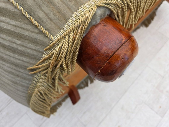 Image 1 of 1970s, Danish 2-seater curved sofa, original furniture velour, beech wood.