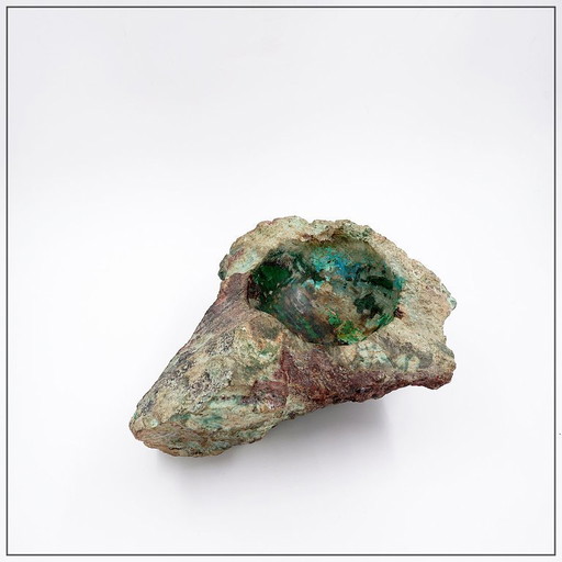 Natural malachite and azurite 1960's rough stone pocket organizer