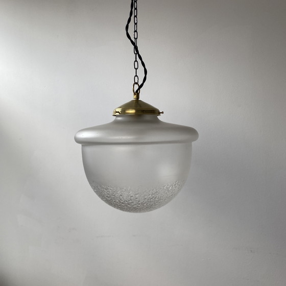 Image 1 of Antieke Art-Deco Xl Halve Bol Vintage Hanglamp