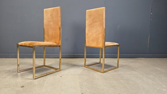 Image 1 of Vintage messing eetkamerstoelen van Belgochrom, set van 6 - jaren 70